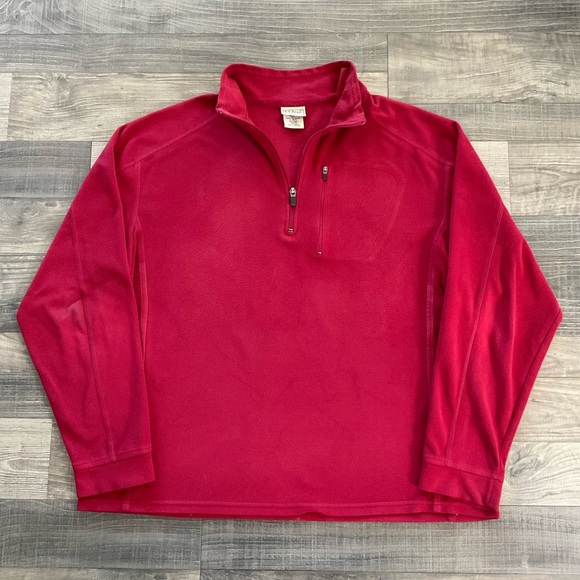 LL Bean Polar Fleece Pullover Quarter Zip Sweatshirt Men’s LARGE Red 0 BVM2 - Picture 1 of 7